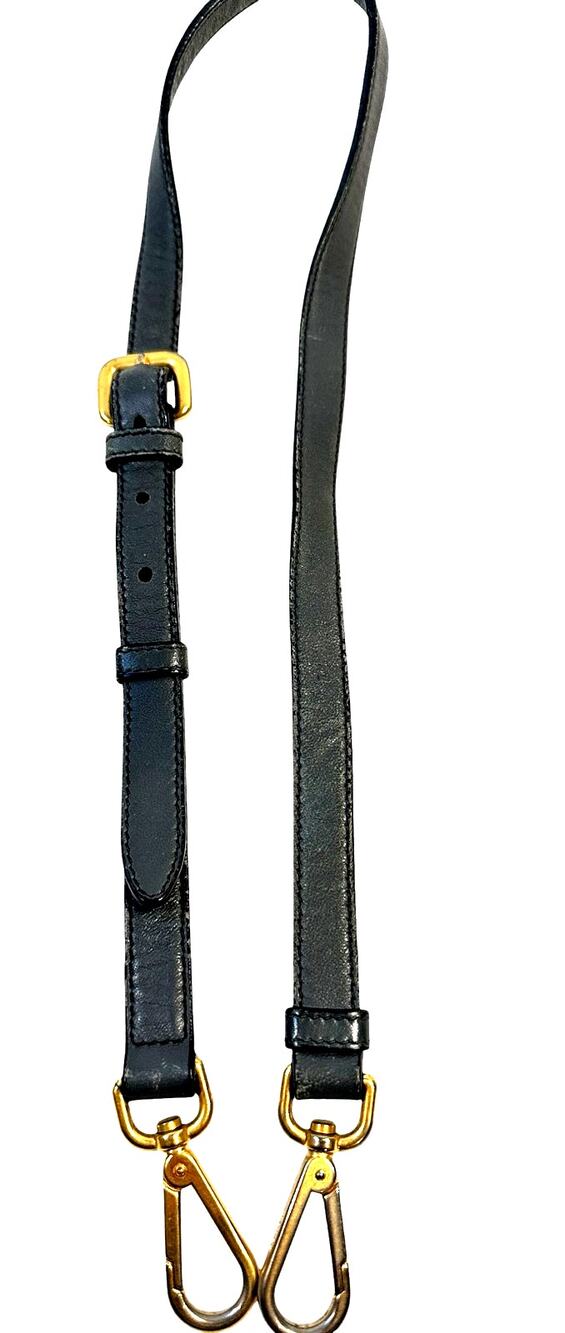 Authentic Prada Gray Leather Adjustable Shoulder Strap Gold Hardware 26" Drop